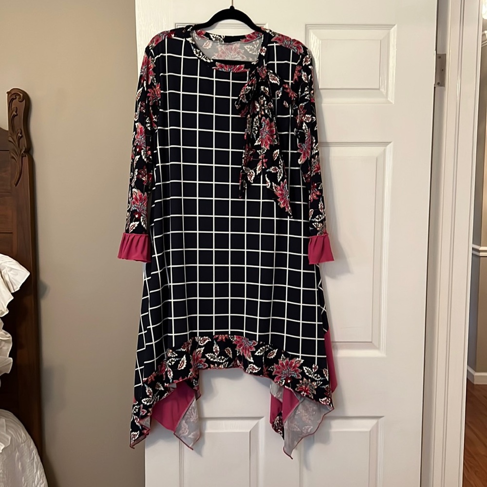 Ruffles & Mudpies navy mixed print tunic